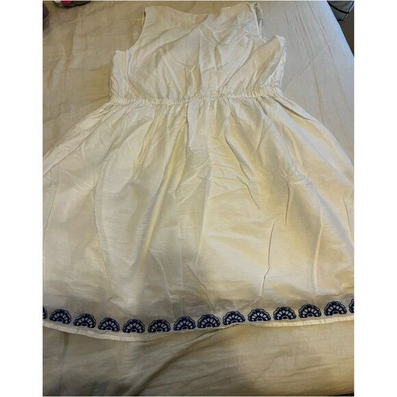 ModCloth White Dress with Blue Embroidery - 1X - Picture 9 of 12